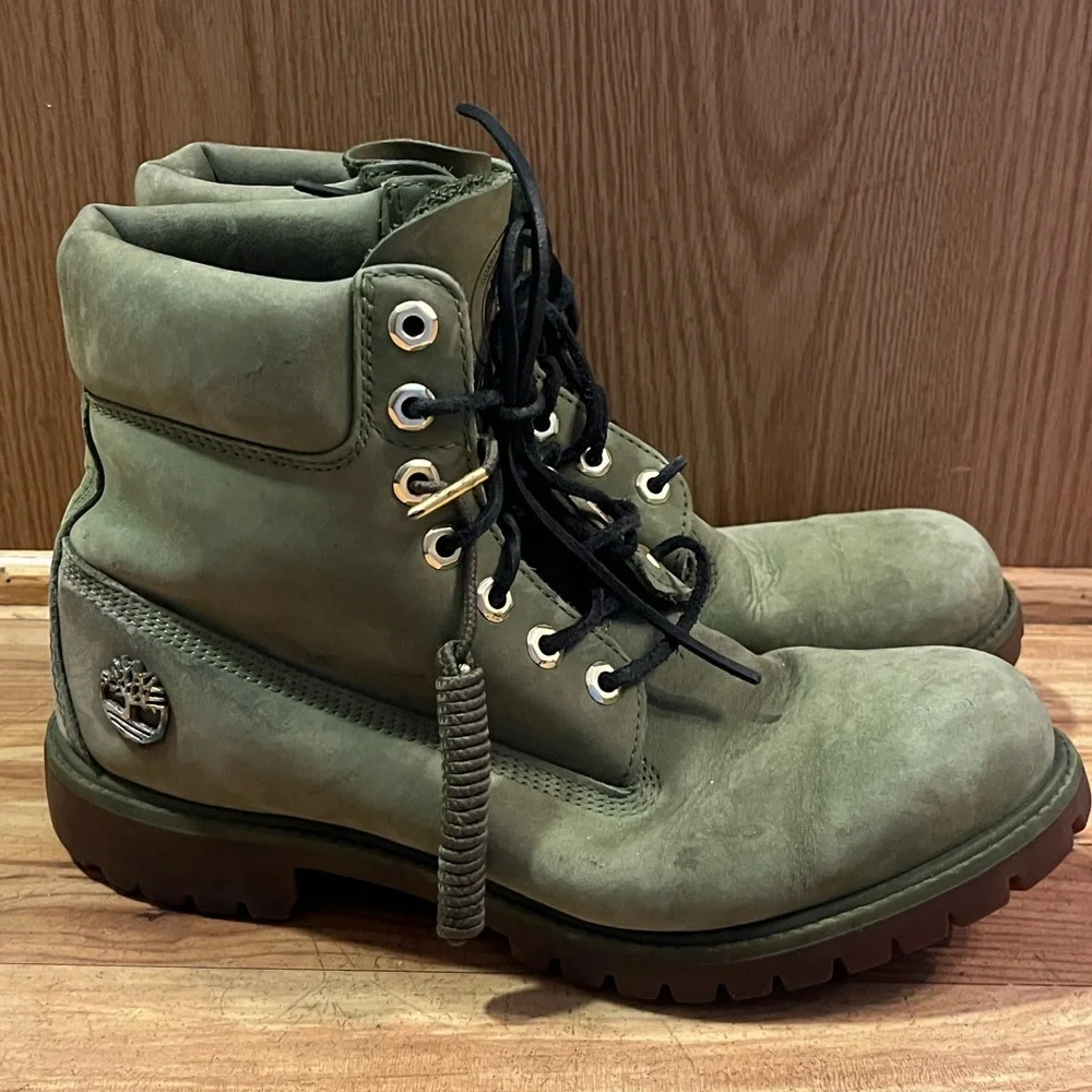 RARE Timberland MONEY GREEN 10 DJ Khaled LIMITED EDITION LACE Boots Leather VGUC